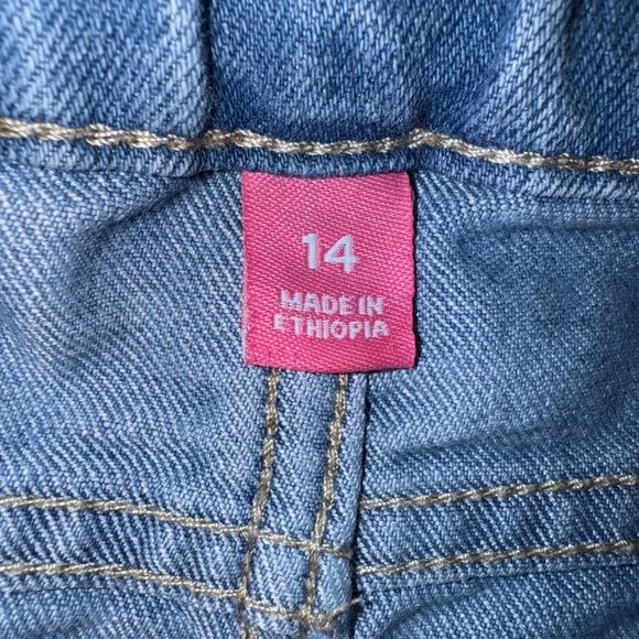 PLACE Girls Denim Jeans SZ 14 Lt Blue Bootcut Adj  Elastic Waist Whiskering - Picture 3 of 6